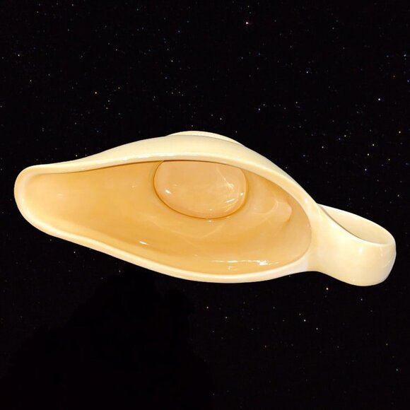 Pottery Barn Sausalito Yellow/Amber Gravy Boat 5”T 9”W Pottery Dinnerware - Picture 4 of 7